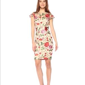 CARMEN MARC VALVO floral embroidered dress